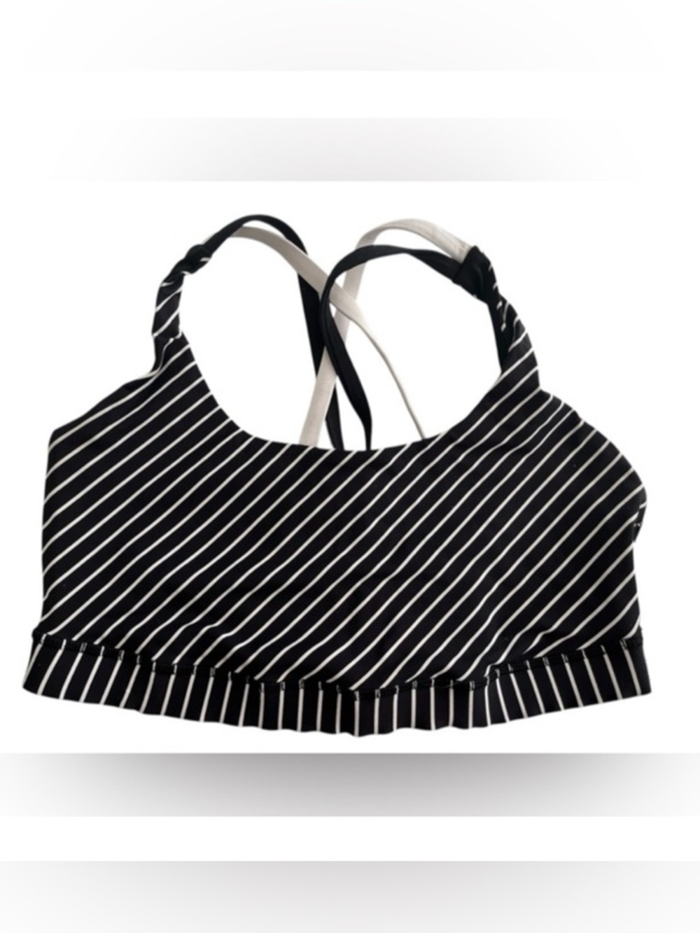lululemon athletica energy Black and White Striped Sports Bra